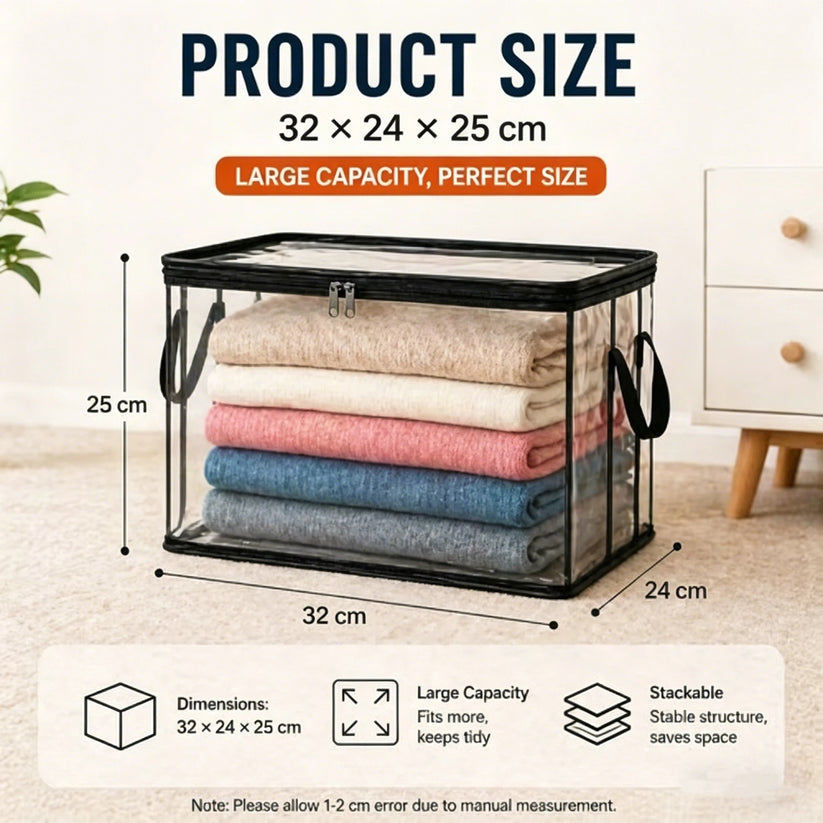 Kalveria® Portable Large Heavy-Duty Thick Plastic Clear Storage Box