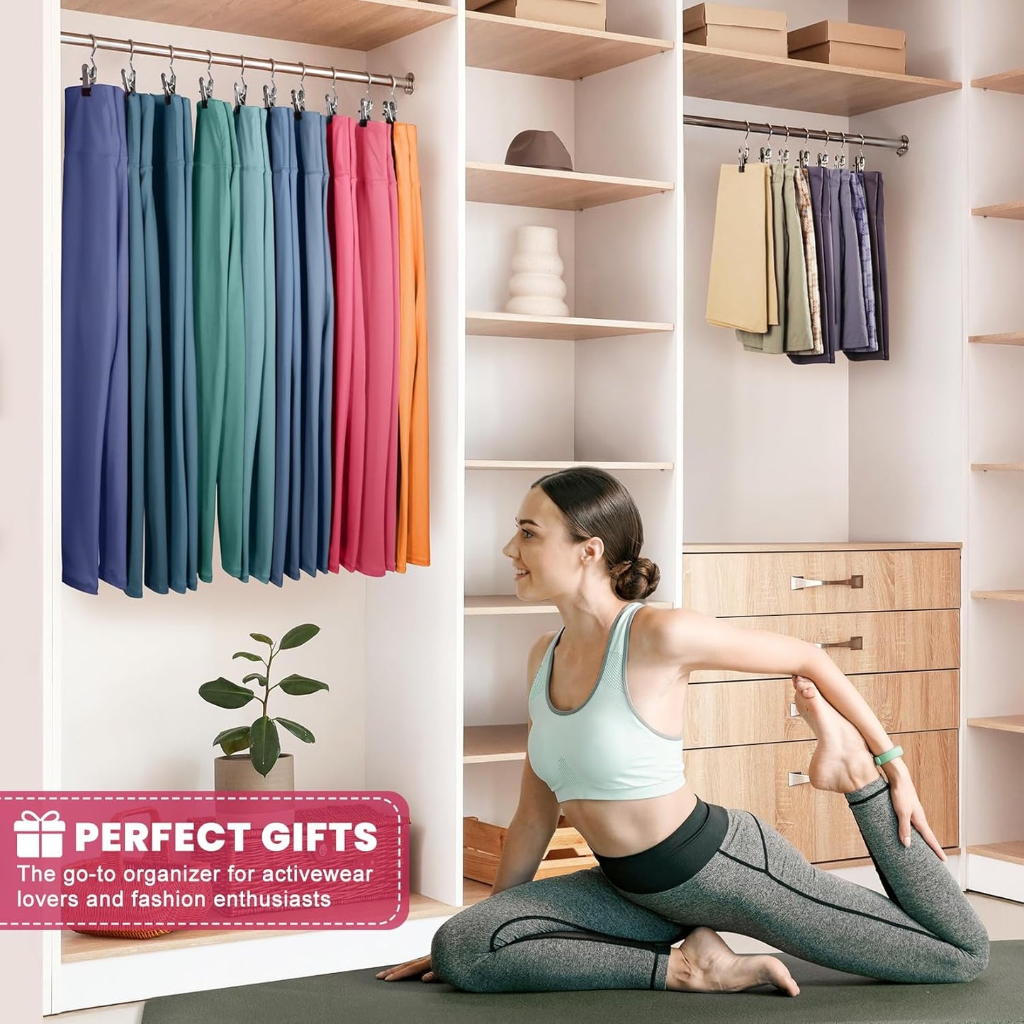 Kalveria® FlexiHang Pro Pants Hangers with Clip, Space Saving Legging Organizer