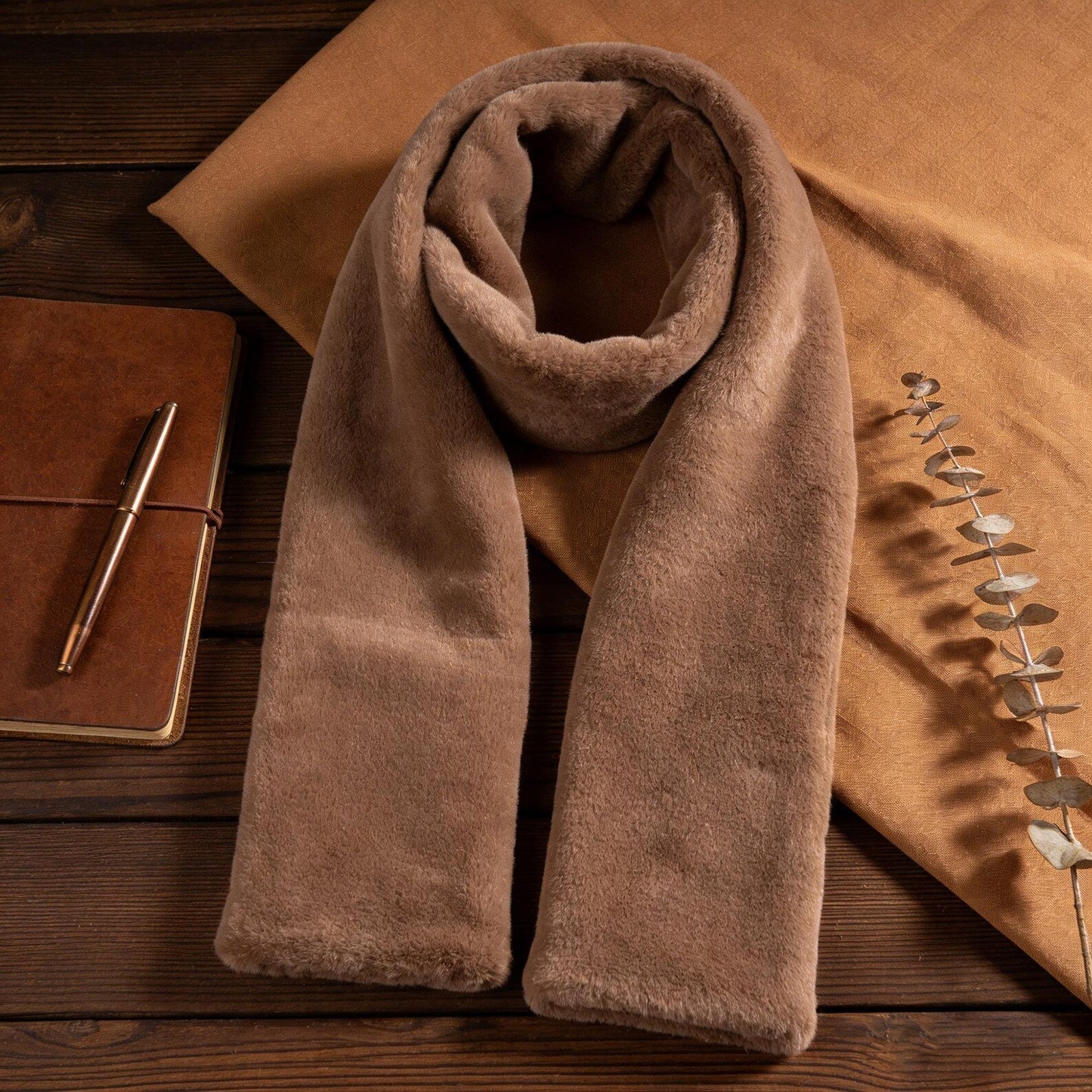 Kalveria® Faux Fur Scarf with Secret Zipper Pocket