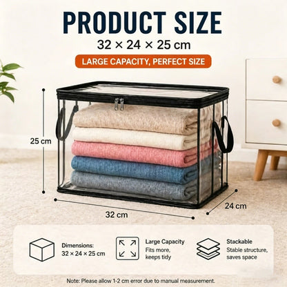 Kalveria® Portable Large Heavy-Duty Thick Plastic Clear Storage Box