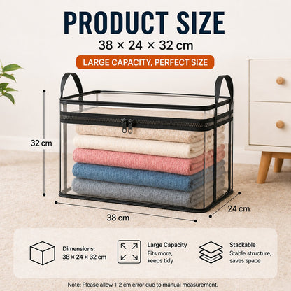 Kalveria® Portable Large Heavy-Duty Thick Plastic Clear Storage Box