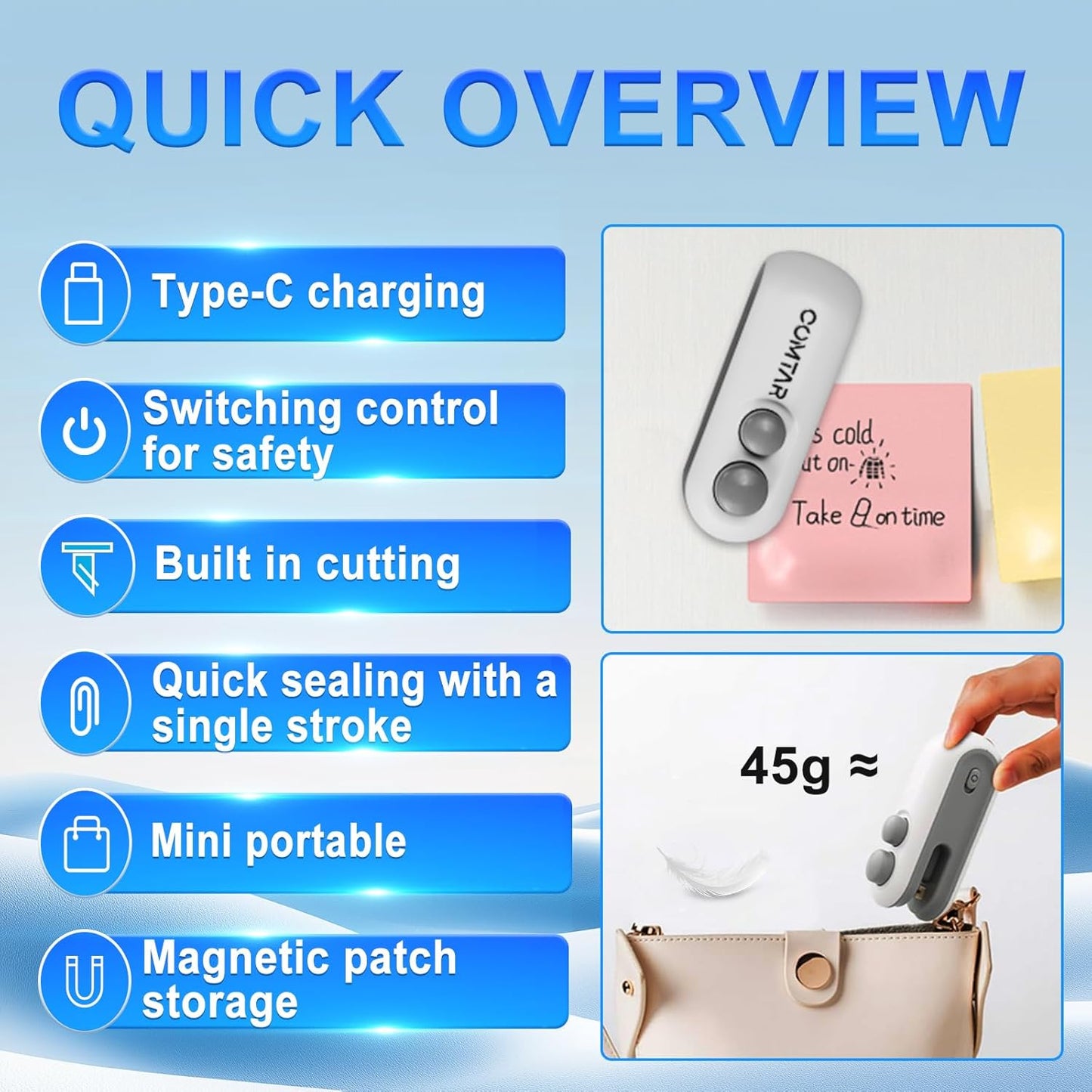 Kalveria® Rechargeable Chip Bag Sealer with Cutter