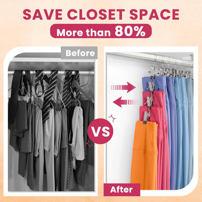 Kalveria® FlexiHang Pro Pants Hangers with Clip, Space Saving Legging Organizer