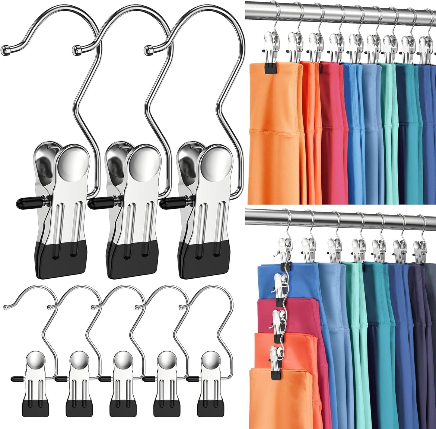 Kalveria® FlexiHang Pro Pants Hangers with Clip, Space Saving Legging Organizer