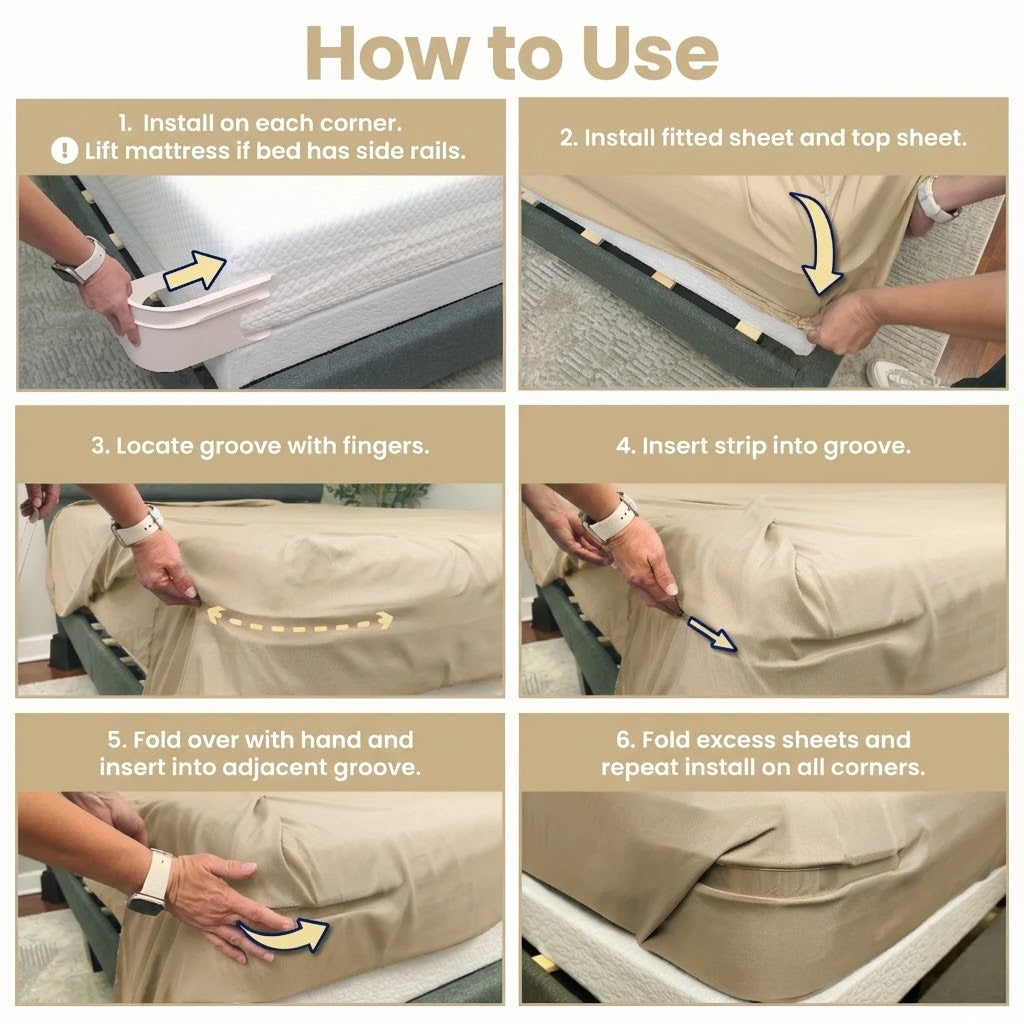 Kalveria® Fitted Bed Sheet Holders Firm Sheet Grip with Invisible Strips