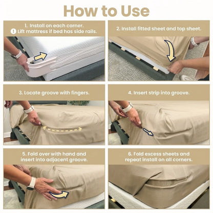 Kalveria® Fitted Bed Sheet Holders Firm Sheet Grip with Invisible Strips