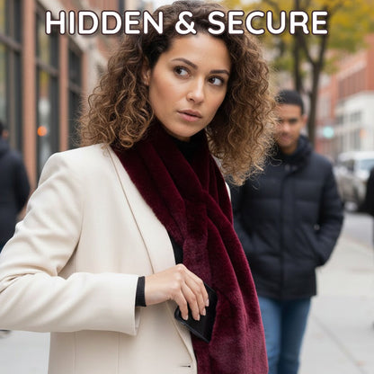 Kalveria® Faux Fur Scarf with Secret Zipper Pocket