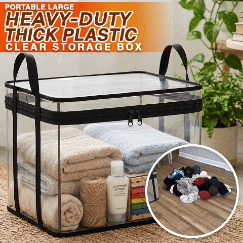 Kalveria® Portable Large Heavy-Duty Thick Plastic Clear Storage Box