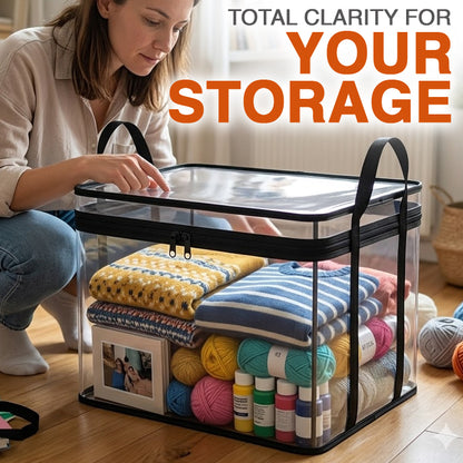 Kalveria® Portable Large Heavy-Duty Thick Plastic Clear Storage Box