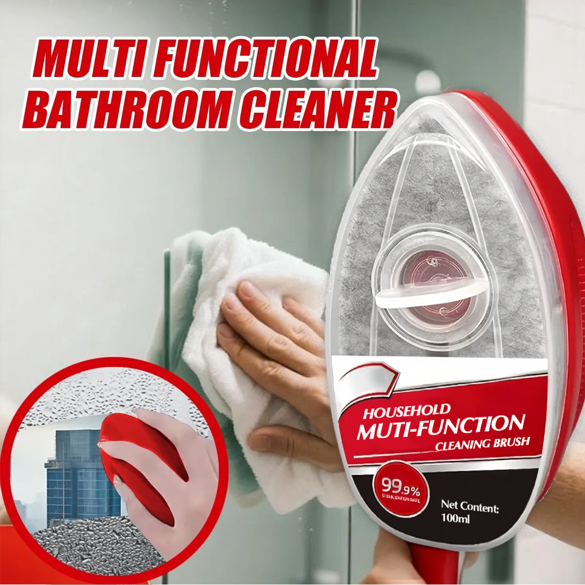 Kalveria® 2-in-1 Integrated Scratch-Free Glass Cleaning Brush