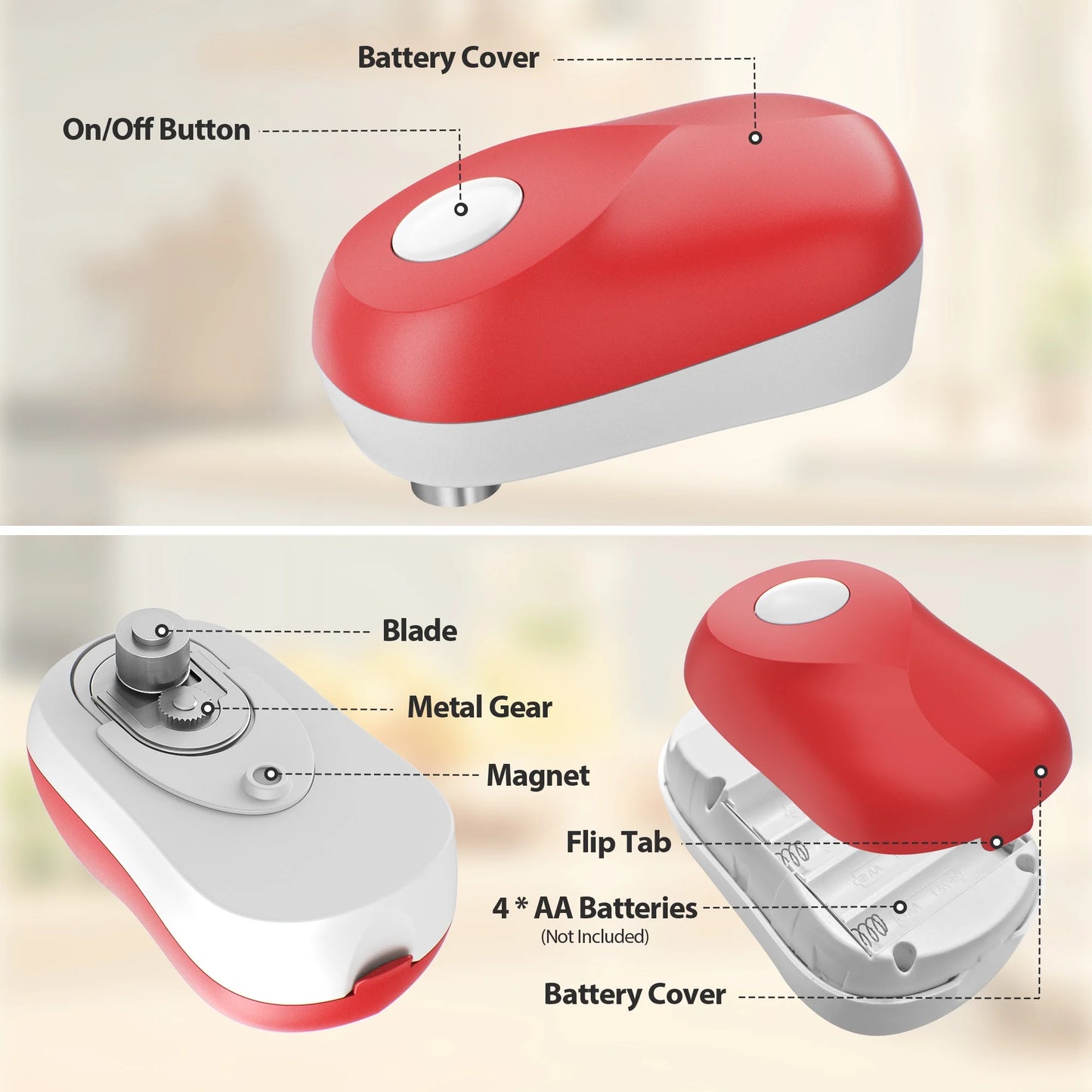 Kalveria® One-Touch Automatic Battery-Operated Hands-Free Can Opener