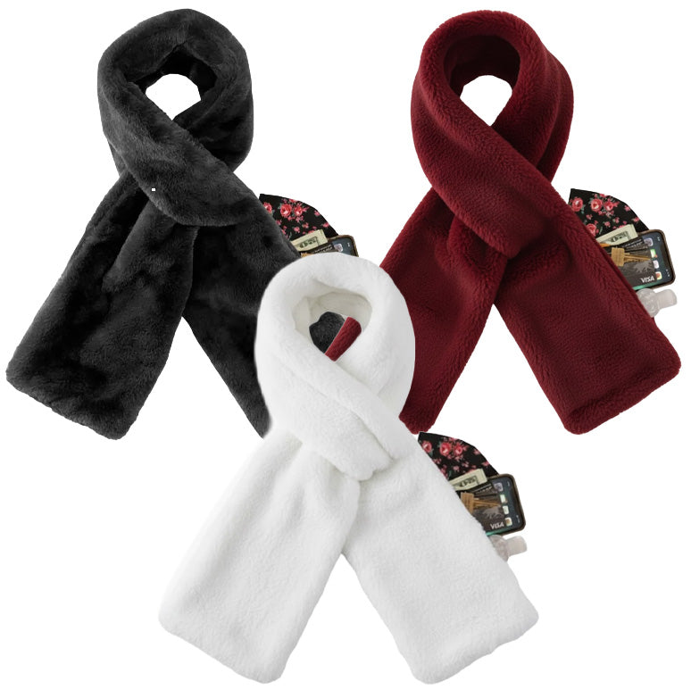 Kalveria® Faux Fur Scarf 𝚠𝚒𝚝𝚑 Secret Zipper Pocket